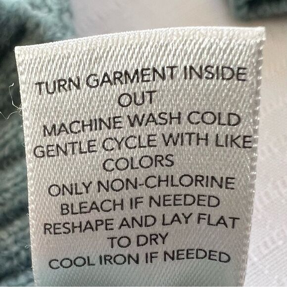 Christopher & Banks Cozycore Cable Knit Hooded Seafoam Knit Popover Sweater-L - Picture 10 of 13